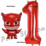 Parti Station Pijamaskeliler Baykuş Kız Balon 1 Yaş Doğum Günü Set Pjmasks Konsept Balon Ve Kırmızı Rakam Balon
