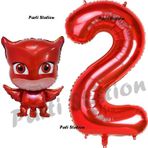 Parti Station Pijamaskeliler Baykuş Kız Balon 2 Yaş Doğum Günü Set Pjmasks Konsept Balon Ve Kırmızı Rakam Balon