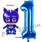 Parti Station Pijamaskeliler Kedi Çocuk Balon 1 Yaş Doğum Günü Set Pjmasks Konsept Balon Ve Rakam Balon