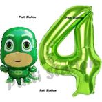Parti Station Pijamaskeliler Kertenkele Çocuk Balon 4 Yaş Doğum Günü Set Pjmasks Konsept Balon Ve Rakam Balon