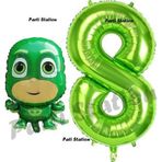 Parti Station Pijamaskeliler Kertenkele Çocuk Balon 8 Yaş Doğum Günü Set PjMasks Konsept Balon ve Rakam Balon