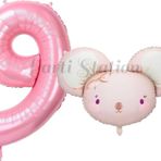 Parti Station Pink Mouse 1 Yaş Balon Set Sevimli Pembe Fare Konsept Balon Ve Pembe Rakam Balon Hamster Balon