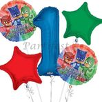 Parti Station Pjmasks 1 Yaş Balon Set Pijamaskeliler Folyo Balon Set Konsept Doğum Günü Set Yaş Balon