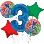 Parti Station Pjmasks 3 Yaş Balon Set Pijamaskeliler Folyo Balon Set Konsept Doğum Günü Set Yaş Balon