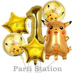 Parti Station Pokemon Pikachu Konsept 1 Yaş Doğum Günü Balon Set Pokemon Pikaçu Folyo Balon Set