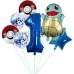 Parti Station Pokemon Squirtle Konsept 1 Yaş Balon Set Pokemon Squirtle Yıldız Balon Doğum Günü Folyo Balon Set
