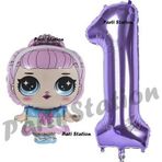 Parti Station Prenses Bebek 1 Yaş Balon Ve Mor Rakam Balon Doğum Günü Parti Set