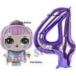 Parti Station Prenses Lol Bebek 4 Yaş Balon Ve Mor Rakam Balon Doğum Günü Parti Set