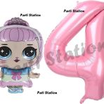 Parti Station Prenses Lol Bebek 4 Yaş Balon Ve Pembe Rakam Balon Doğum Günü Parti Set