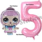 Parti Station Prenses Lol Bebek 5 Yaş Balon Ve Pembe Rakam Balon Doğum Günü Parti Set