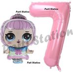 Parti Station Prenses Lol Bebek 7 Yaş Balon Ve Pembe Rakam Balon Doğum Günü Parti Set