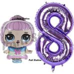Parti Station Prenses Lol Bebek 8 Yaş Balon Ve Mor Rakam Balon Doğum Günü Parti Set