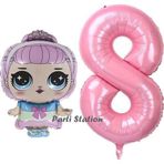 Parti Station Prenses Lol Bebek 8 Yaş Balon Ve Pembe Rakam Balon Doğum Günü Parti Set