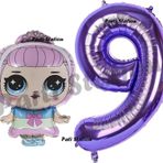 Parti Station Prenses Lol Bebek 9 Yaş Balon Ve Mor Rakam Balon Doğum Günü Parti Set