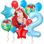 Parti Station . Prensesi Deniz Kızı Prenses Ariel Konsept 2 Yaş Doğum Günü Balon Set Aquaman Ariel Balon Set