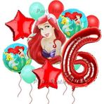 Parti Station . Prensesi Deniz Kızı Prenses Ariel Konsept 6 Yaş Doğum Günü Balon Set Aquaman Ariel Balon Set