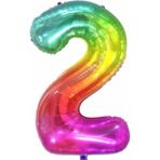 Parti Station Rakam Folyo Balon Gökkuşağı Rakam Balon Renkli 2 Yaş Balon 76 Cm Sayı Balon Uçan Balon Helyum Balon