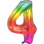 Parti Station Rakam Folyo Balon Gökkuşağı Rakam Balon Renkli 4 Yaş Balon 76 Cm Sayı Balon Uçan Balon Helyum Balon