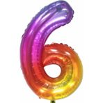 Parti Station Rakam Folyo Balon Gökkuşağı Rakam Balon Renkli 6 Yaş Balon 76 Cm Sayı Balon Uçan Balon Helyum Balon