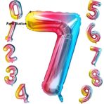 Parti Station Rakam Folyo Balon Gökkuşağı Rakam Balon Renkli 7 Yaş Balon 76 Cm Sayı Balon Uçan Balon Helyum Balon