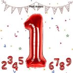 Parti Station Rakam Folyo Balon Kırmızı Rakam Balon Kırmızı 1 Yaş Balon 76 Cm Sayı Balon Uçan Balon Helyum Balon