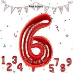 Parti Station Rakam Folyo Balon Kırmızı Rakam Balon Kırmızı 6 Yaş Balon 76 Cm Sayı Balon Uçan Balon Helyum Balon
