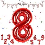 Parti Station Rakam Folyo Balon Kırmızı Rakam Balon Kırmızı 8 Yaş Balon 76 Cm Sayı Balon Uçan Balon Helyum Balon