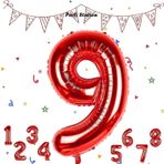 Parti Station Rakam Folyo Balon Kırmızı Rakam Balon Kırmızı 9 Yaş Balon 76 Cm Sayı Balon Uçan Balon Helyum Balon