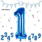 Parti Station Rakam Folyo Balon Lacivert Rakam Balon Mavi 1 Yaş Balon 76 Cm Sayı Balon Uçan Balon Helyum Balon