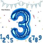 Parti Station Rakam Folyo Balon Lacivert Rakam Balon Mavi 3 Yaş Balon 76 Cm Sayı Balon Uçan Balon Helyum Balon