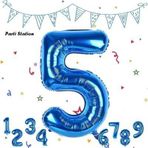 Parti Station Rakam Folyo Balon Lacivert Rakam Balon Mavi 5 Yaş Balon 76 Cm Sayı Balon Uçan Balon Helyum Balon