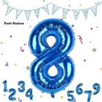 Parti Station Rakam Folyo Balon Lacivert Rakam Balon Mavi 8 Yaş Balon 76 Cm Sayı Balon Uçan Balon Helyum Balon
