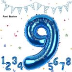 Parti Station Rakam Folyo Balon Lacivert Rakam Balon Mavi 9 Yaş Balon 76 Cm Sayı Balon Uçan Balon Helyum Balon