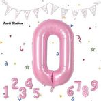 Parti Station Rakam Folyo Balon Pembe Rakam Balon Bebek Pembe 0 Yaş Balon 76 Cm Sayı Balon Uçan Balon Helyum Balon