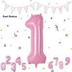 Parti Station Rakam Folyo Balon Pembe Rakam Balon Bebek Pembe 1 Yaş Balon 76 Cm Sayı Balon Uçan Balon Helyum Balon