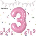Parti Station Rakam Folyo Balon Pembe Rakam Balon Bebek Pembe 3 Yaş Balon 76 Cm Sayı Balon Uçan Balon Helyum Balon
