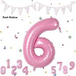 Parti Station Rakam Folyo Balon Pembe Rakam Balon Bebek Pembe 6 Yaş Balon 76 Cm Sayı Balon Uçan Balon Helyum Balon