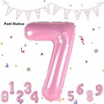 Parti Station Rakam Folyo Balon Pembe Rakam Balon Bebek Pembe 7 Yaş Balon 76 Cm Sayı Balon Uçan Balon Helyum Balon