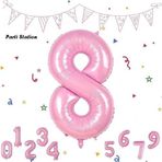 Parti Station Rakam Folyo Balon Pembe Rakam Balon Bebek Pembe 8 Yaş Balon 76 Cm Sayı Balon Uçan Balon Helyum Balon