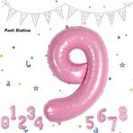 Parti Station Rakam Folyo Balon Pembe Rakam Balon Bebek Pembe 9 Yaş Balon 76 Cm Sayı Balon Uçan Balon Helyum Balon