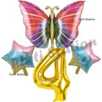 Parti Station Rengarenk Kelebek Konsept 4 Yaş Doğum Günü Balon Set Butterfly Bahar Tema Doğum Günü Balon