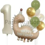 Parti Station Retro Dinozor 1 Yaş Balon Set Bohem Renkler Dinozor Tema Doğum Günü Balon Retro Balon Set