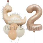 Parti Station Retro Dinozor 2 Yaş Balon Set Bohem Renkler Dinozor Konsept Doğum Günü Balon Retro Balon Set