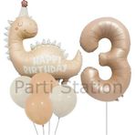 Parti Station Retro Dinozor 3 Yaş Balon Set Bohem Renkler Dinozor Konsept Doğum Günü Balon Retro Balon Set
