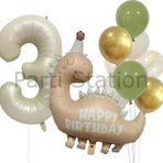 Parti Station Retro Dinozor 3 Yaş Balon Set Bohem Renkler Dinozor Tema Doğum Günü Balon Retro Balon Set