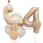 Parti Station Retro Dinozor 4 Yaş Balon Set Bohem Renkler Dinozor Konsept Doğum Günü Balon Retro Balon Set