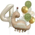 Parti Station Retro Dinozor 4 Yaş Balon Set Bohem Renkler Dinozor Tema Doğum Günü Balon Retro Balon Set