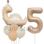 Parti Station Retro Dinozor 5 Yaş Balon Set Bohem Renkler Dinozor Konsept Doğum Günü Balon Retro Balon Set
