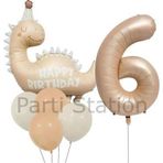 Parti Station Retro Dinozor 6 Yaş Balon Set Bohem Renkler Dinozor Konsept Doğum Günü Balon Retro Balon Set
