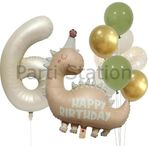 Parti Station Retro Dinozor 6 Yaş Balon Set Bohem Renkler Dinozor Tema Doğum Günü Balon Retro Balon Set